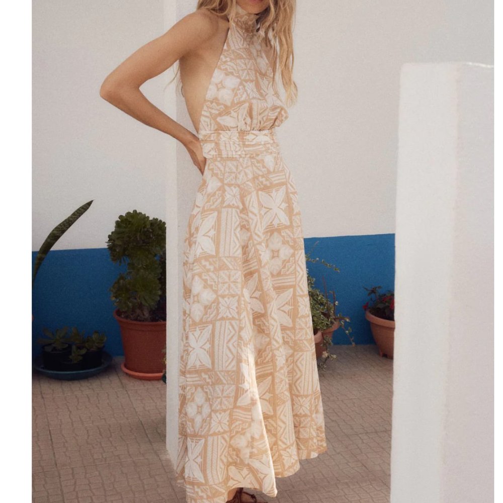 SHONA JOY Almeida Linen Halter Panelled Midi Dress - Picture 2 of 10